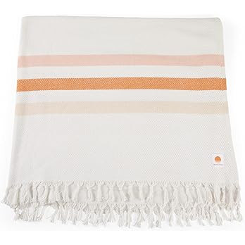 Oceanside Beach Blanket, 66" x 80", 100% Cotton Premium Picnic Blanket, Oversized Beach Towel wit... | Amazon (US)