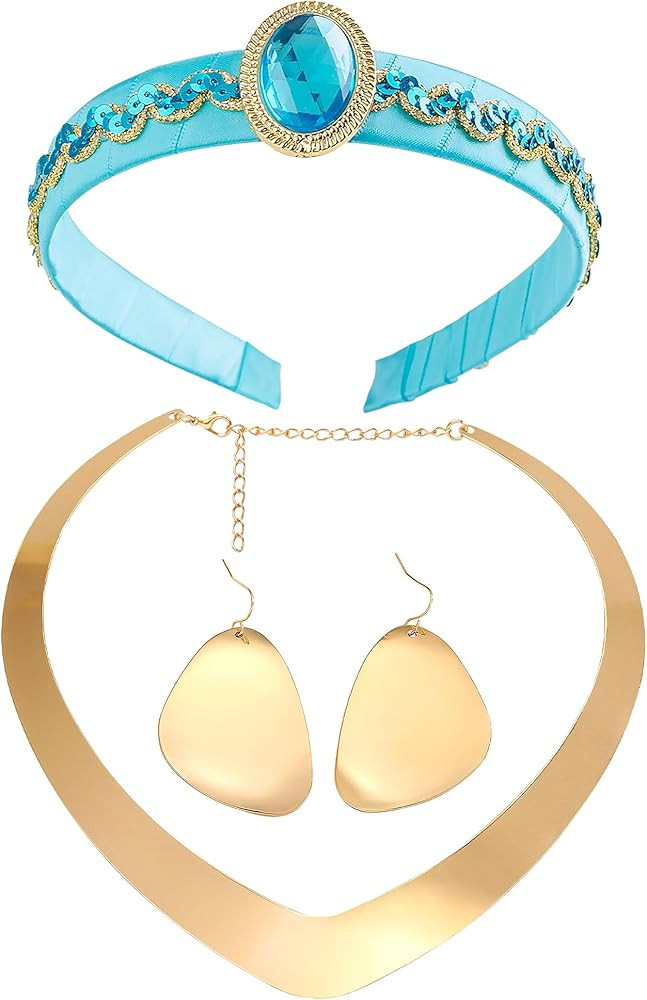 Arabian Princess Costume Accessories, Arab Princess Accessories Set with Princess Headband Gold C... | Amazon (US)