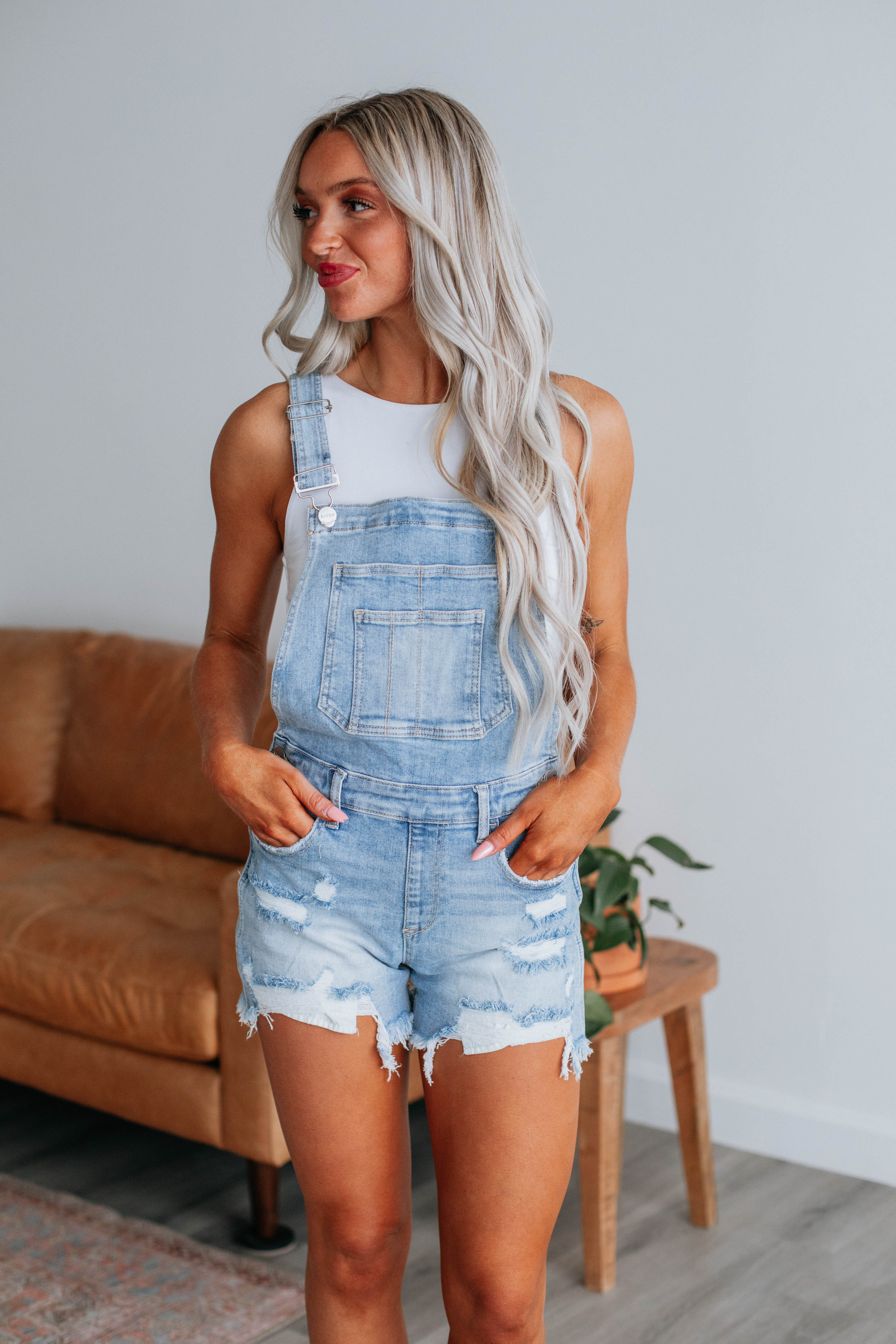 Gemini Risen Short Overalls - Light Wash | Wild Oak Boutique