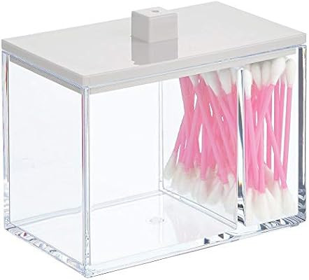 mDesign Modern Square Bathroom Vanity Countertop Storage Organizer Canister Jar for Cotton Swabs,... | Amazon (US)