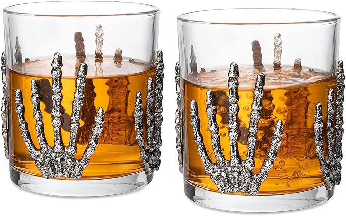 The Wine Savant Skeleton Hand Wine Glass Set of 2 10 oz Glasses 5" H, Goth Gifts, Skeleton Gifts,... | Amazon (US)