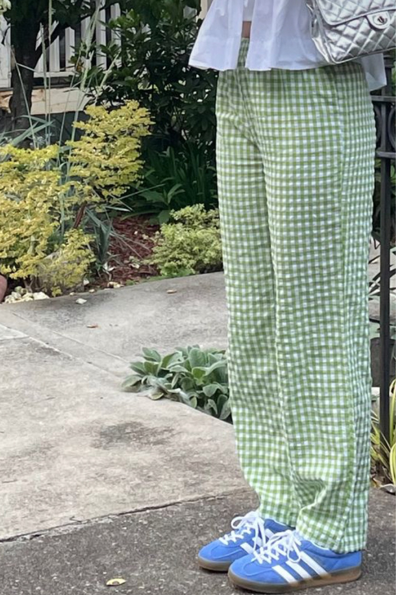 Green gingham pants 