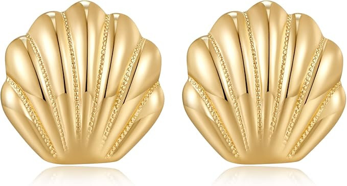 LILIE&WHITE Seashell Stud Earrings For Women Gold Earrings Seashore Earrings Nautical Jewelry For... | Amazon (US)