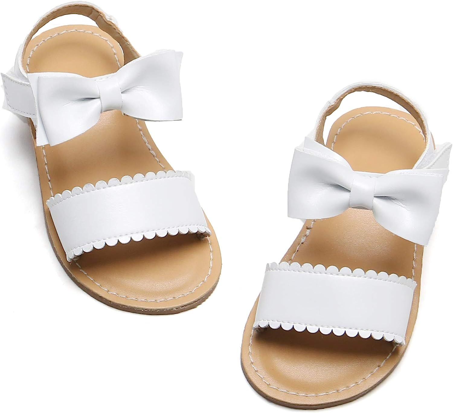 Felix & Flora Toddler Girl Sandals - Flower Girl Dress Shoes Open Toe Little Kid Summer Flats | Amazon (US)