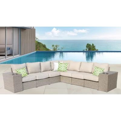 Almyra Wicker Fully Assembled 6 - Person Seating Group with Cushions | Wayfair North America