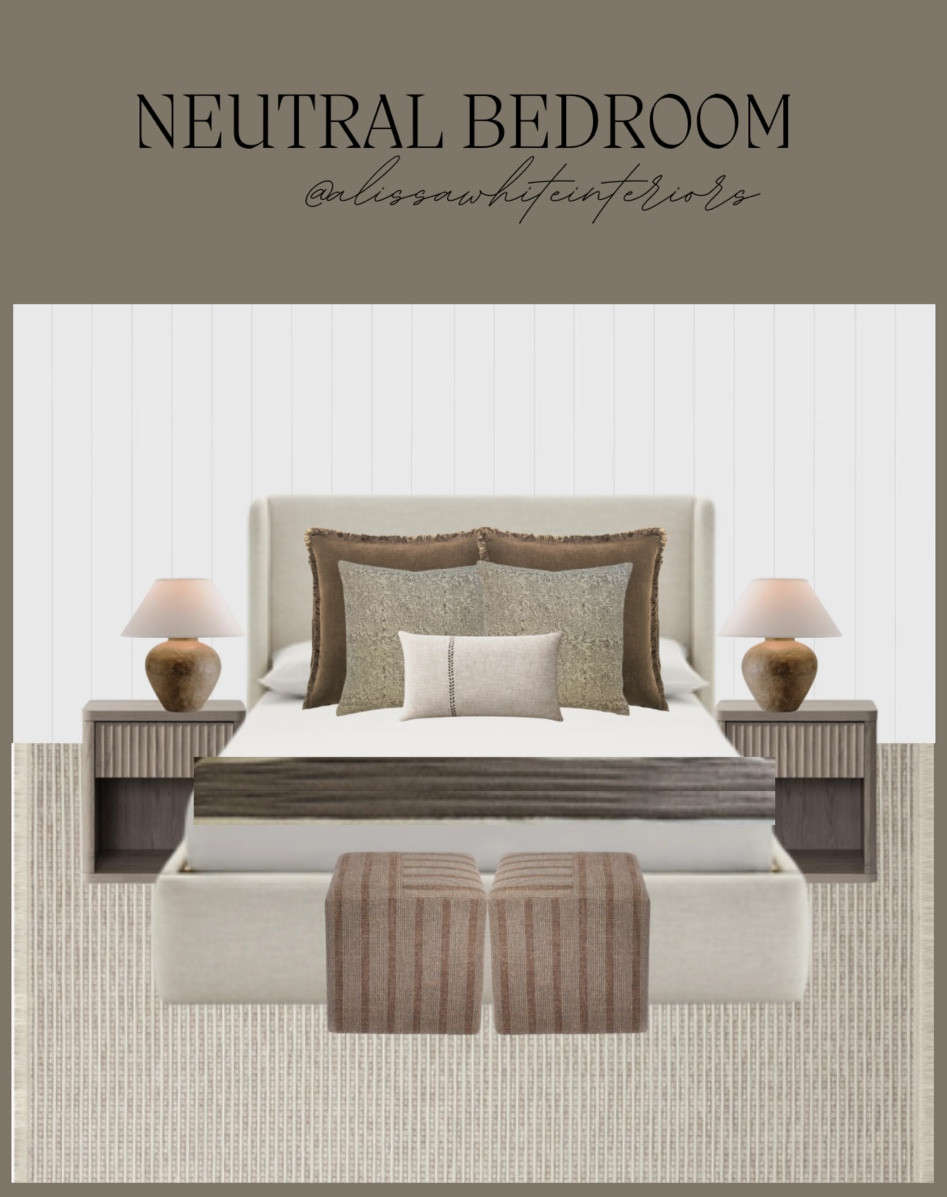 Neutral bedroom design.

King bed. Throw pillows. Table lamp. Nightstand. Ottoman. 



#LTKfindsunder100 #LTKfindsunder50 #LTKhome