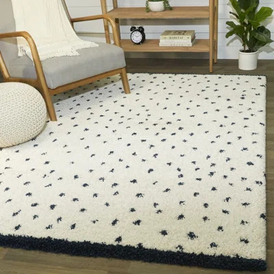 Latitude Polka Dots White/Navy Area Rug | Wayfair North America