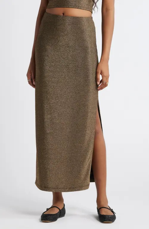 BP. Metallic Maxi Skirt in Black- Gold Shine at Nordstrom, Size X-Small | Nordstrom