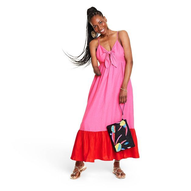Women's Sleeveless Tie-Front Midi Dress - Tabitha Brown for Target Pink/Red | Target