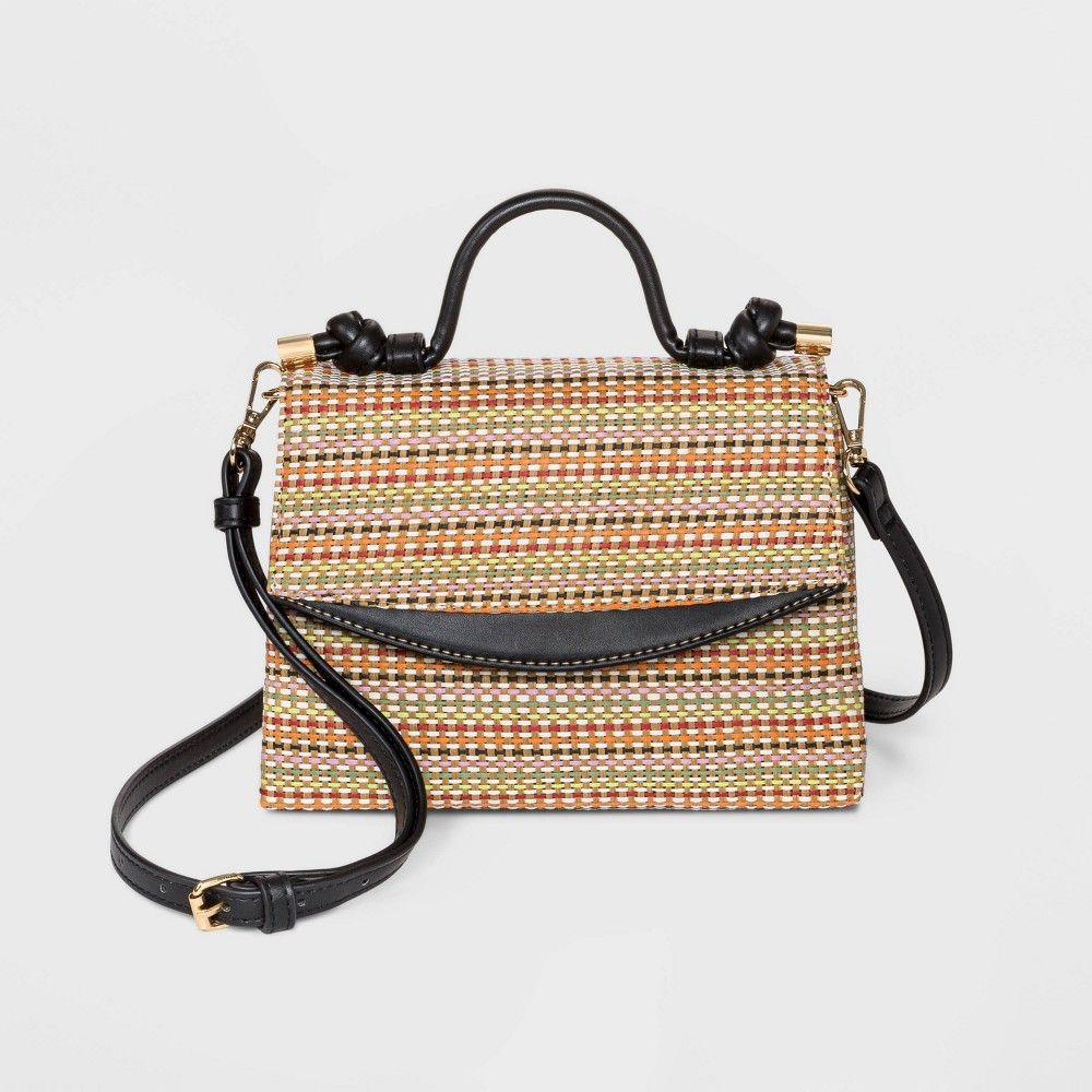 Striped Woven Small Top Handle Satchel Handbag - A New Day , MultiColored | Target