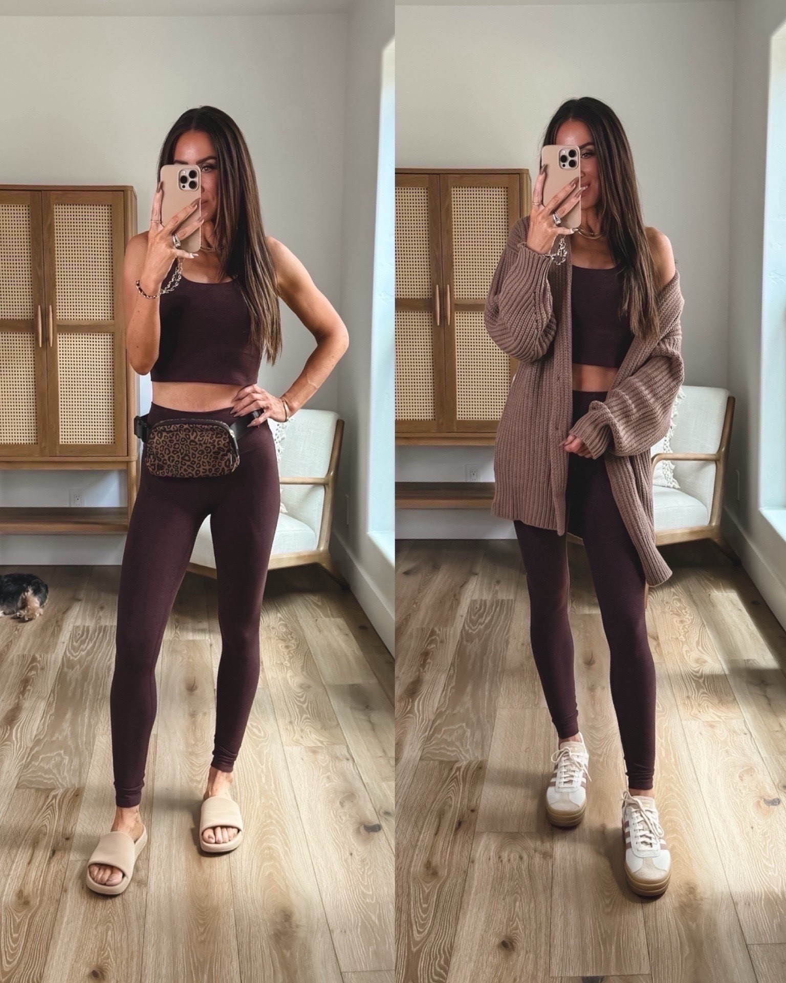 One of my favorite purchases is this athletic set (sz small leggings and medium sports bra) and oversized free people cardigan (xs) also available in other colors
Lululemon leopard belt bag and slides 
Adidas song about platform sneakers 
#ltku
Pilates outfit idea for fall
Athletic wear 

#LTKActive #LTKStyleTip #LTKSeasonal