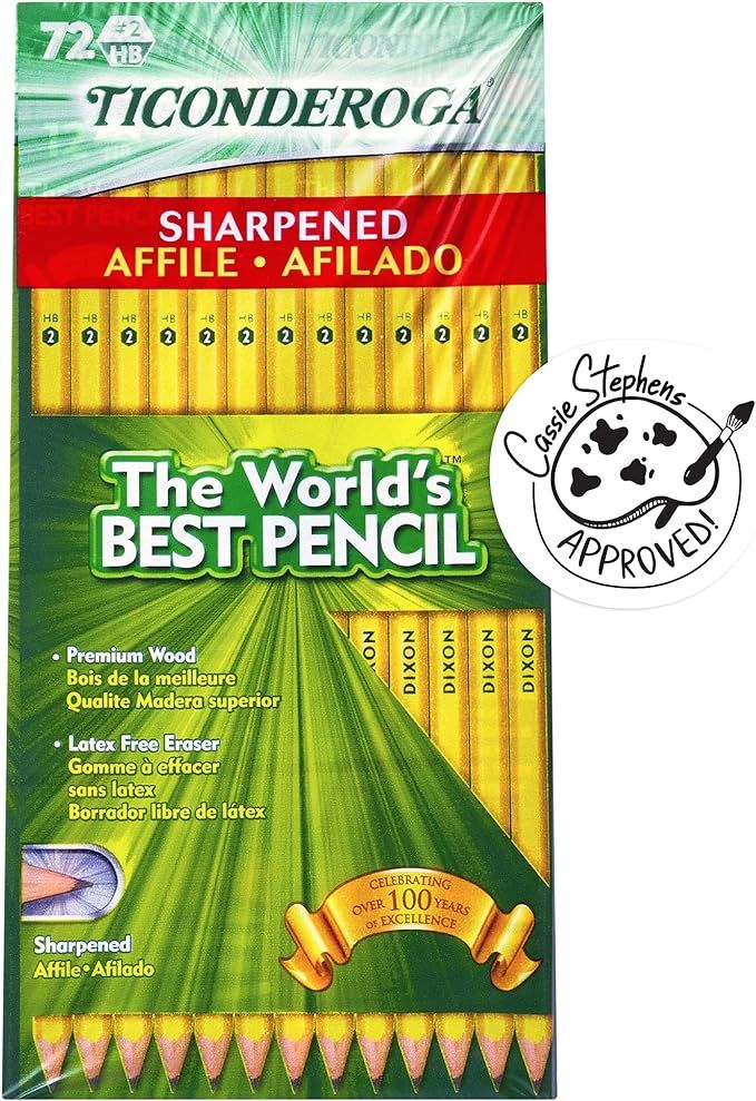 TICONDEROGA Pencils, Wood-Cased #2 HB Soft, Pre-Sharpened with Eraser, Yellow, 72-Pack (13972) | Amazon (US)