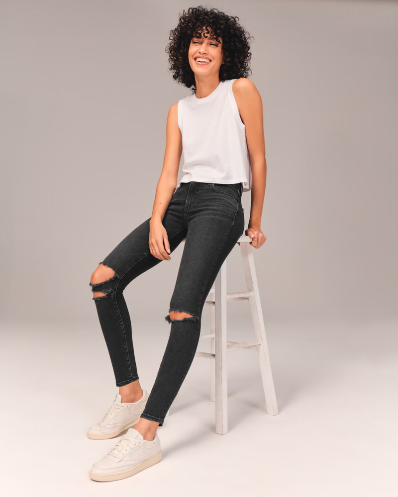 Women's Mid Rise Super Skinny Ankle Jeans | Women's Bottoms | Abercrombie.com | Abercrombie & Fitch (US)
