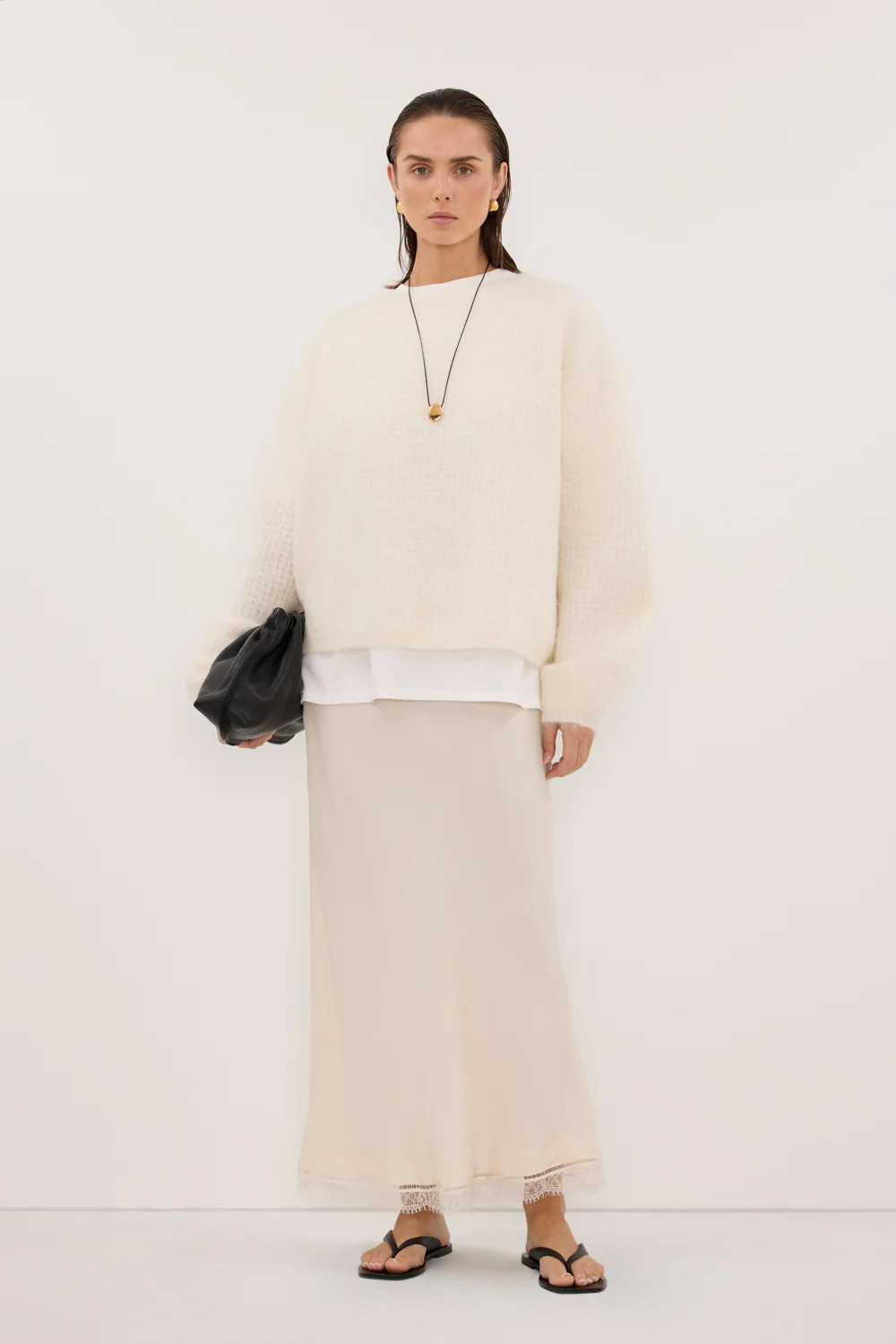 ALYSSA IVORY CREW NECK JUMPER | DISSH