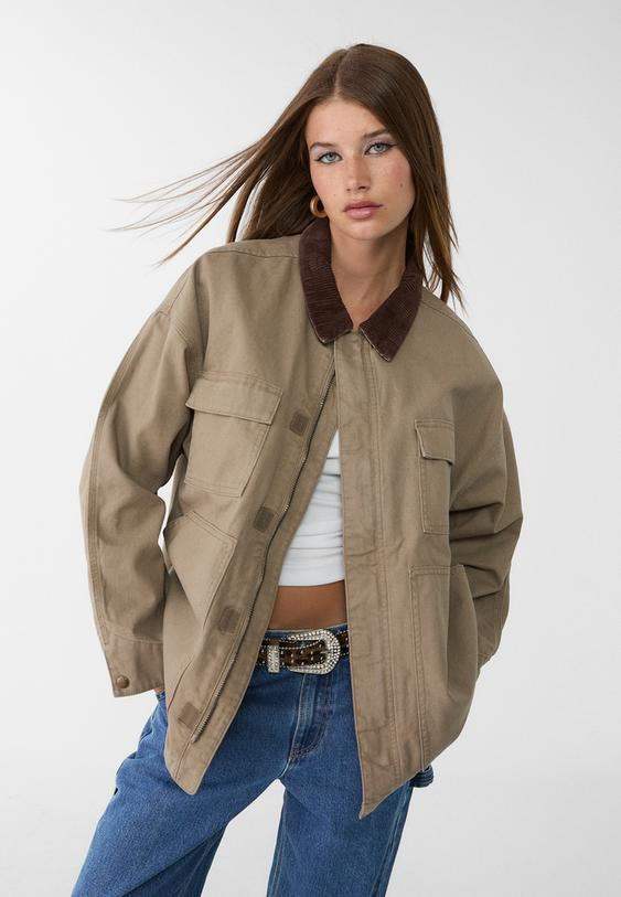 Contrast multi-pocket jacket - Women's fashion | Stradivarius United Kingdom | Stradivarius (UK)