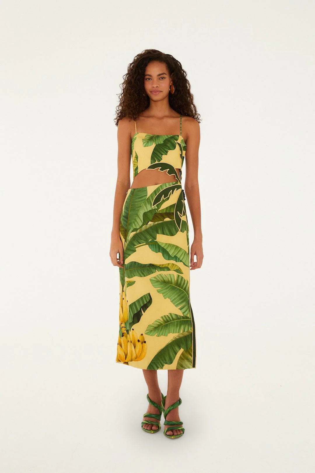Soft Yellow Banana Leaves Maxi Dress | FARM Rio | FarmRio (US)