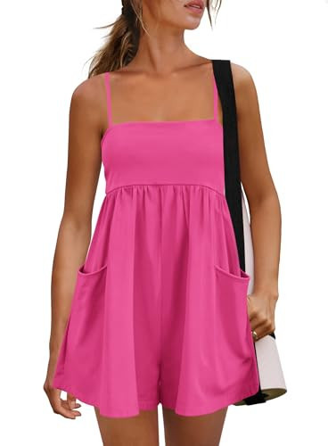 Panadila Womens Sleeveless Rompers Summer Outfits, Hot Pink, L | Amazon (US)