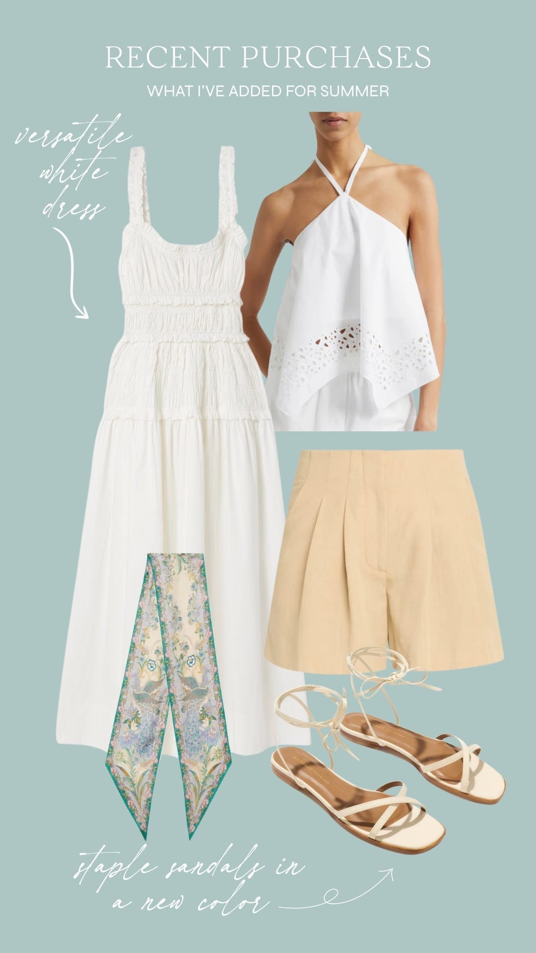 Recent purchases for summer ☀️ White dress XS/2, white top 2, tan shorts 2, wrap sandals size 10 wide

summer clothes, summer fashion, white summer dress, white summer top, eyelet top, white eyelet top, white sandals, white wrap sandals, Margaux sandals, doen summer dress, elevated shorts, summer staples

#LTKgrwm #LTKootd #LTKSeasonal