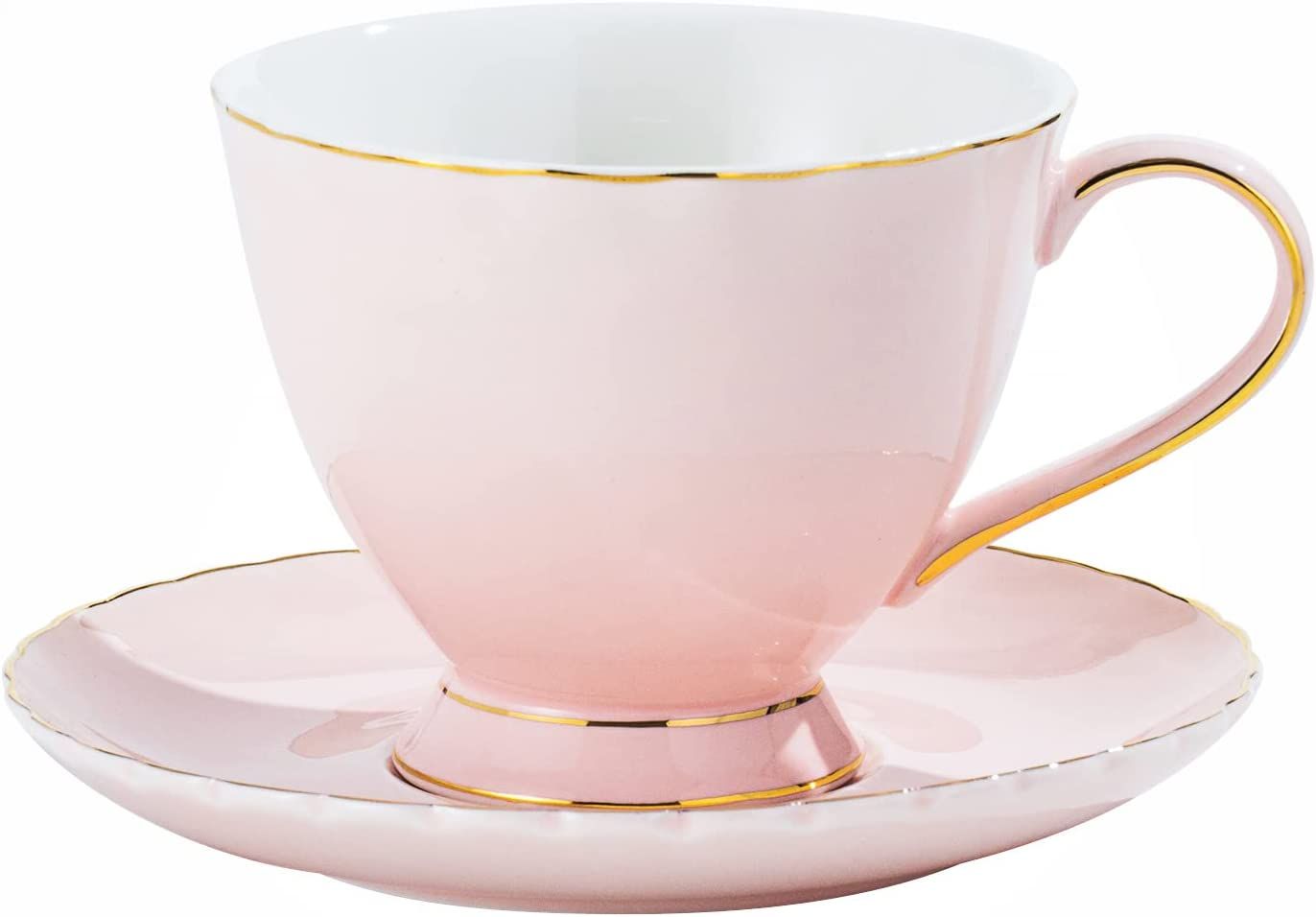 MOSTDEN Fine Bone China Tea Cup 6-Piece Coffee Cup/ Tea Cup Set ,2 Cups 2 Saucers 2 Teaspoons Vin... | Amazon (US)