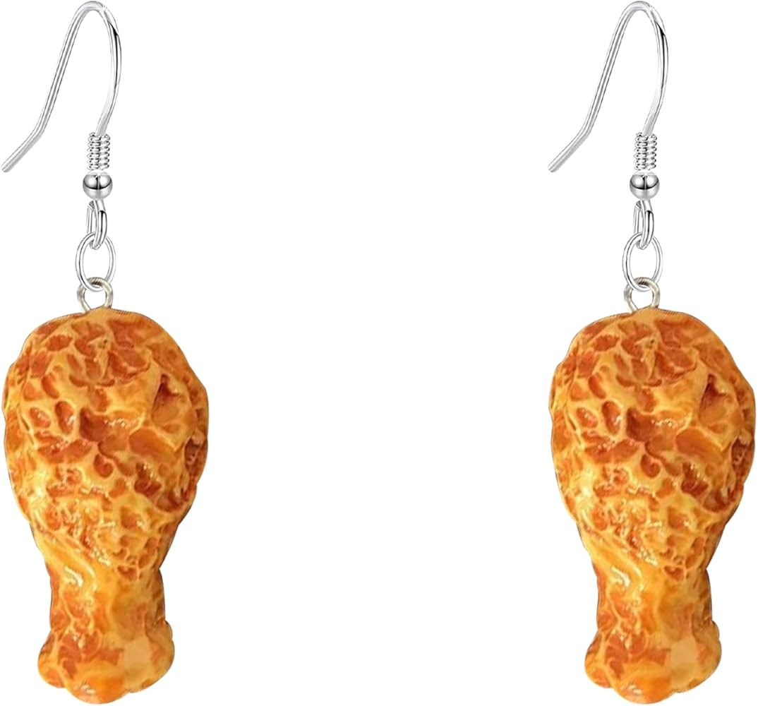 Simulated Food Earrings for Women Resin Creative Fried Chicken Leg Wing French Fries Shrimp Tail ... | Amazon (US)
