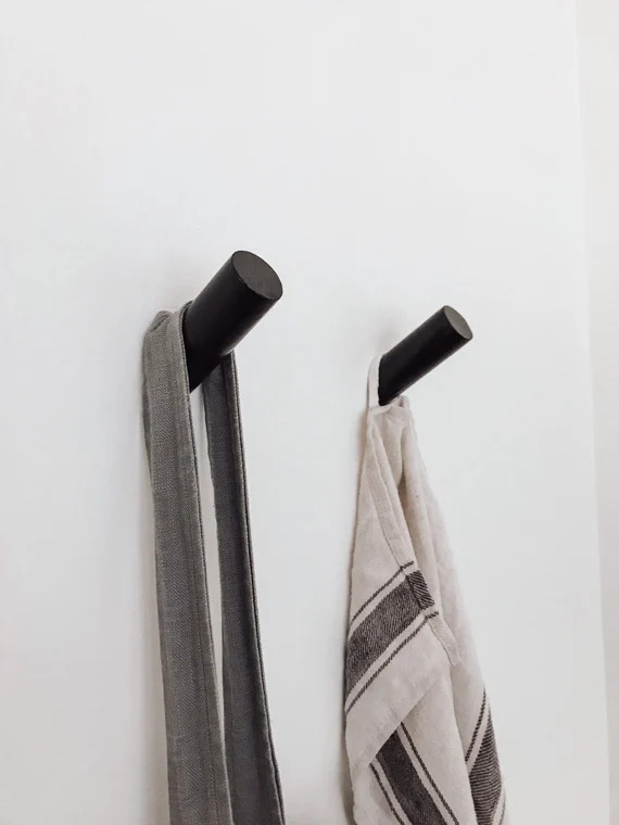 Black Wooden Peg Wall Hooks | Etsy | Etsy (US)