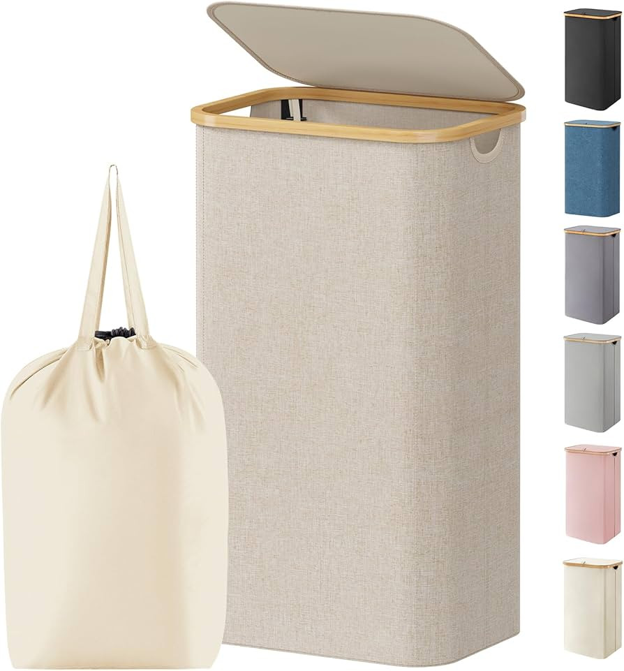 Lifewit 100L Laundry Basket with Lid, Clothes Hampers for Laundry with Bamboo Handles and 1 Remov... | Amazon (US)