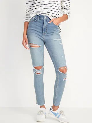 Higher High-Waisted Rockstar 360° Stretch Super Skinny Ripped Jeans for Women | Old Navy (US)
