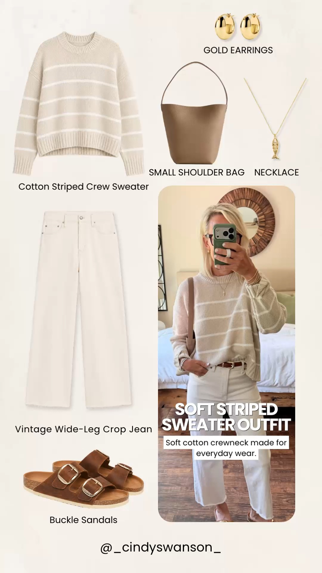 This soft cotton striped crew sweater is the kind of timeless piece that makes getting dressed easy. Paired with cream wide-leg crop jeans and simple neutral accessories, it’s a polished, comfortable outfit you’ll reach for from late summer into fall.

💡 LTK MADE EASY
❤️ Heart = Support my posts!
🔖 Save = Get sale & restock alerts
📋 Lists = Keep favorites organized
📲 Share = Send lists and products to a friend. Hello, Christmas List!
💬 Comment = Ask me anything about what I’m wearing. :-)

#LTKootd #LTKSeasonal #LTKOver40