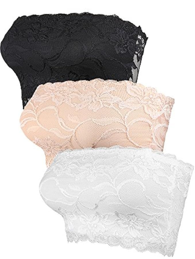 Hestya Women's Full Floral Lace Tube Bra Top Strapless Seamless Stretchy Bandeau, Lace Chest Wrap | Amazon (US)
