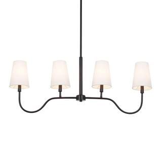 Alsy 4-Light Black Island Pendant with Linen Shades 24129-001 - The Home Depot | The Home Depot