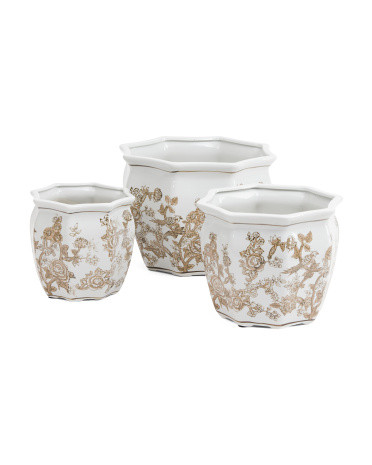 3pc Flower Ceramic Planter Set | TJ Maxx