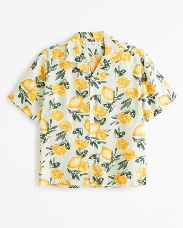 Men's Camp Collar Summer Linen-Blend Shirt | Men's | Abercrombie.com | Abercrombie & Fitch (US)