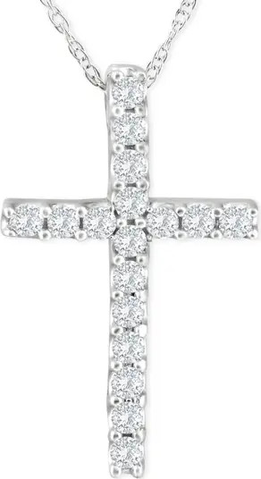 1/3 Ct Lab Diamond Cross Pendant Necklace 18" Gold 21mm Tall | Nordstrom