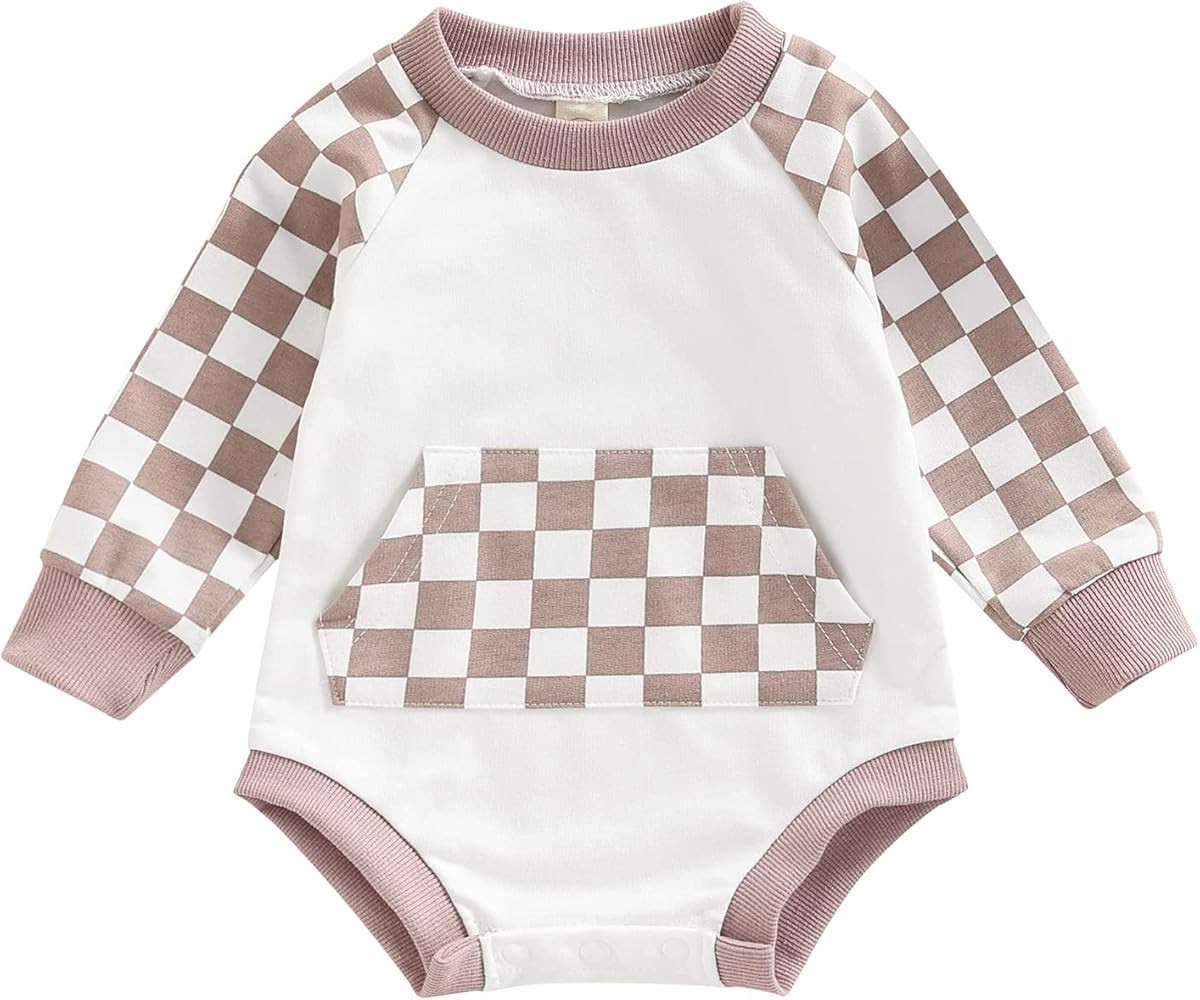 Ayalinggo Baby Boy Neutral Checkerboard Oversized T Shirt Romper Shorts Jumpsuit Summer Outfit Tr... | Amazon (US)