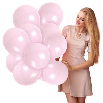 Treasures Gifted Macaron Pastel Pink Balloons - 12 Inch Latex Balloons - 72 Pack | Target