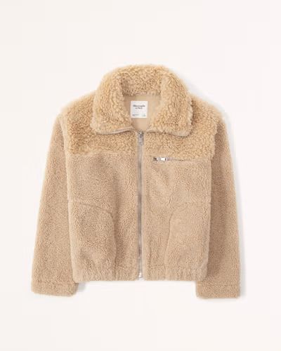 Women's Mixed Texture Sherpa Jacket | Women's Tops | Abercrombie.com | Abercrombie & Fitch (US)