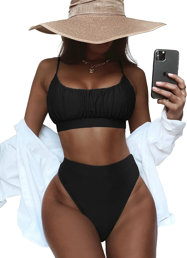 Lilosy High Waisted Tummy Control Bikini Swimsuit Set 2 Piece | Amazon (US)