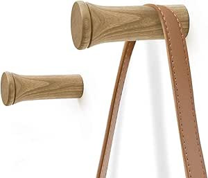 INMAN Wall Hooks, Wall Mounted Coat Hooks - 2.36'' Length Natural Wood Pegs, Entryway Wall Hanger... | Amazon (US)