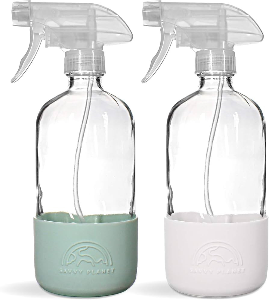 SAVVY PLANET Empty Clear Glass Spray Bottles with Silicone Sleeve Protection - Refillable 16 oz C... | Amazon (US)