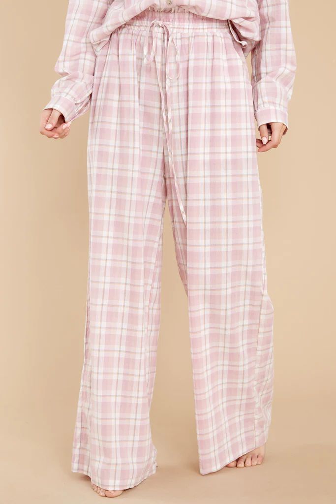 Snooze And Snuggle Pink Plaid Pajama Pants | Red Dress 
