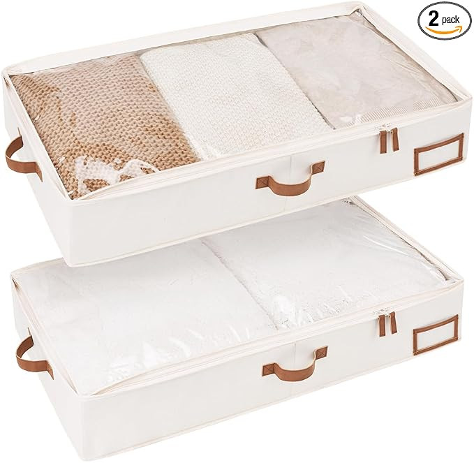 StorageWorks Large Under Bed Storage Containers with Handles and Label Holder, 2 Pack Ultra-thick... | Amazon (US)