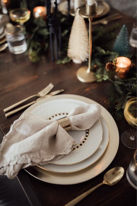 The perfect dining table set up! I’m loving the gold and checkered plates for the holidays! 

Home decor, holiday, Christmas, home, family, seasonal, living room, dining table, silverware, decor 

#LTKSeasonal #LTKHoliday #LTKhome