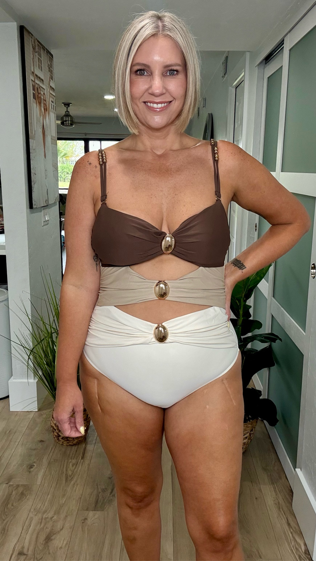 This show stopping swimsuit is absolutely stunning. 

It features adjustable straps, with gorgeous beaded details. The gold accents and such a nice touch. 

Fits tts, I’m wearing a large 

Swim season, swimwear, vacation style, resort style, 

#LTKFindsUnder50 #LTKSeasonal #LTKSwim