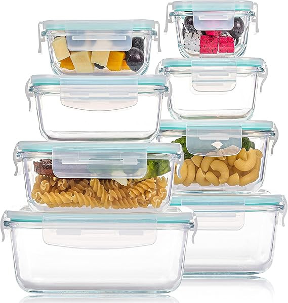 8 Pack Glass Food Storage Containers with Lids, Vtopmart Glass Meal Prep Containers, Airtight Gla... | Amazon (US)