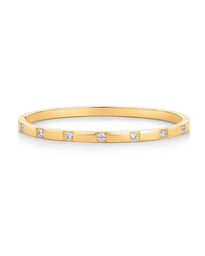 PAVOI 14K Gold Plated Love Bangle Bracelets for Women | Waterproof Stainless Steel Cubic Zirconia Hinged Bracelet Dupe | Amazon (US)