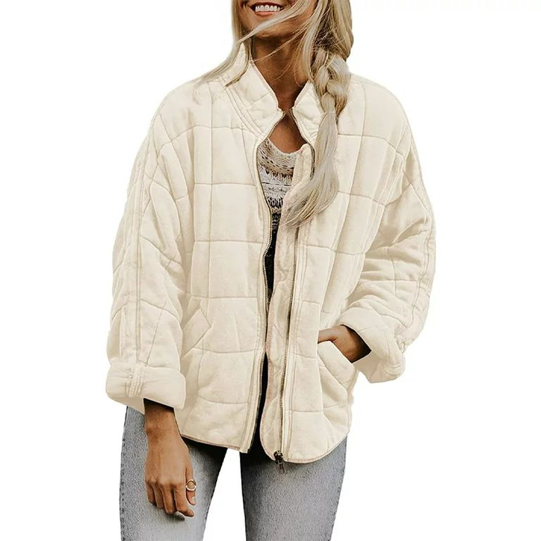 Frontwalk Womens Stylish Quilted Jacket Winter Coats Outwear Solid Color Lightweight Padded Jacke... | Walmart (US)