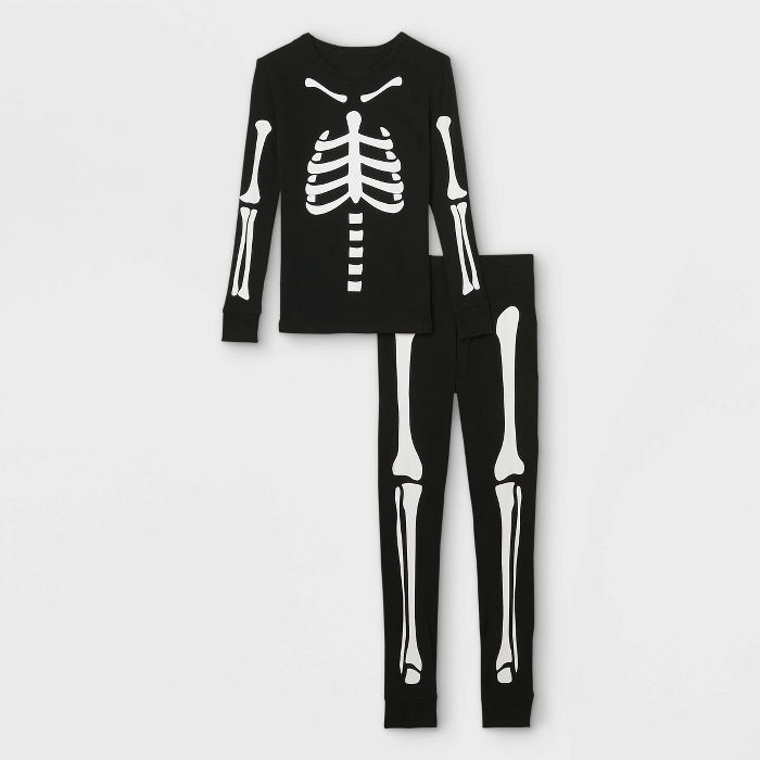Kids' Halloween Skeleton Matching Family Pajama Set - Black | Target