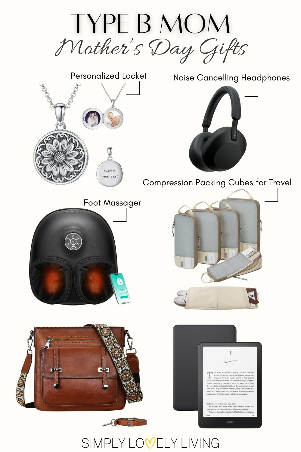 Type B Mom - Mother's Day gifts. Personalized locket. Now cancelling headphones. Foot massager. Compression bags for travel. Simple yet fashionable bag. Kindle tablet. #LTKfinds #mothersday

#LTKMothersDay #LTKmomlife #LTKOver40