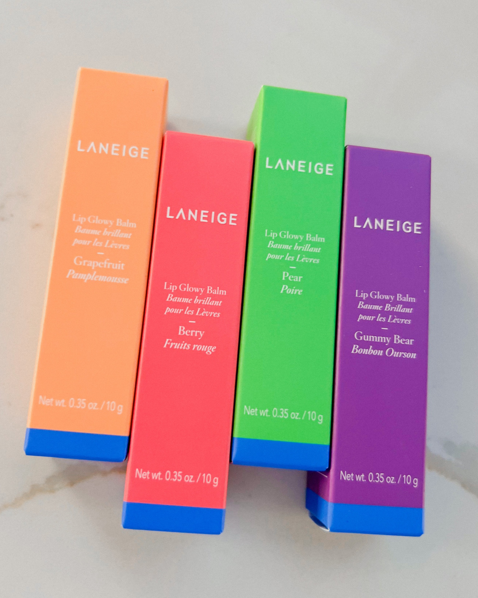 Laneige glowy lip balm in grapefruit, berry, pear, and gummy bear. 

#LTKGiftGuide #LTKbeauty #LTKunder50