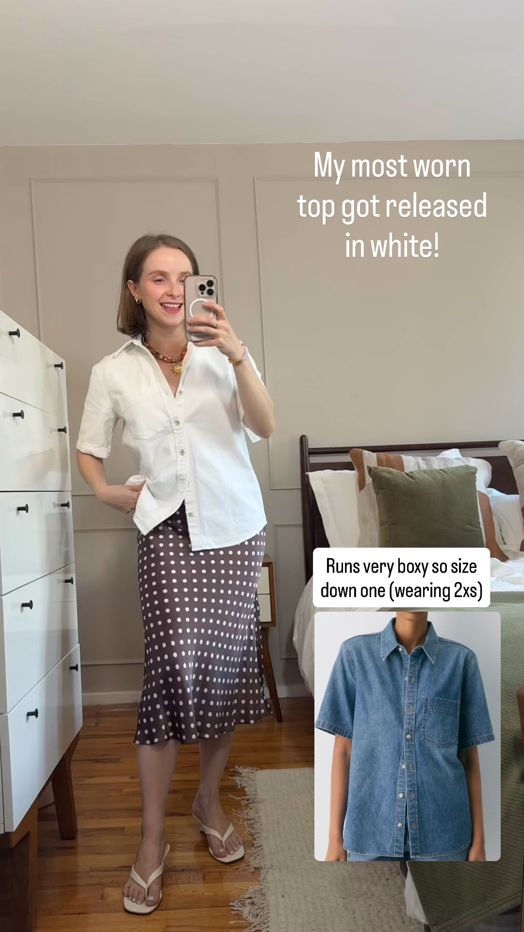 Run! This versatile denim top is selling out fast! Wearing 2xs
Small silk skirt 
@Aritzia

#LTKootd #LTKSaleAlert #LTKPetite
